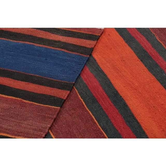 Brown Vintage Shahsavan Persian Kilim in Red, Blue and Brown Stripes - Rug & Kilim For Sale - Image 8 of 8