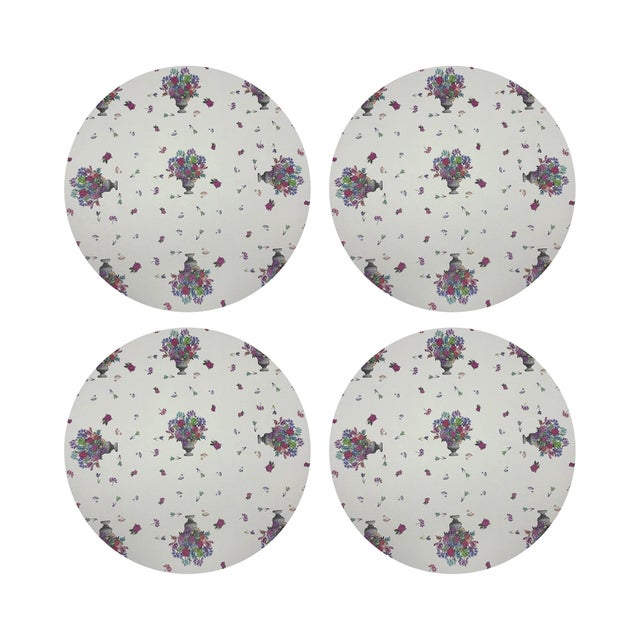 Pistils Small Bouquet Vegan Leather Round Pebble Placemat, Set of 8 For Sale - Image 4 of 5
