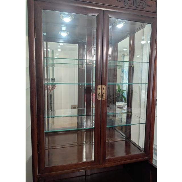 Brass 1980s Chinese Solid Hardwood Display Cabinet/Curio Hutch For Sale - Image 8 of 10