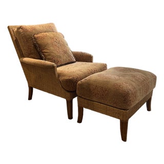 McGuire Umbria Lounge Chair, Ottoman and Throw Pillow For Sale