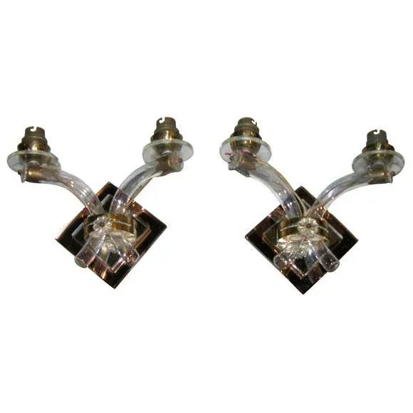 Glass 1930s Vintage French Mirrored Sconces- a Pair For Sale - Image 7 of 7