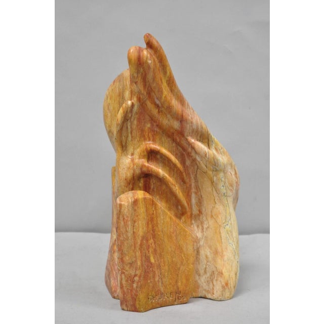 Vintage Seymour Shuren Modern Pink Carved Marble Abstract Panther Cat Sculpture For Sale - Image 16 of 18