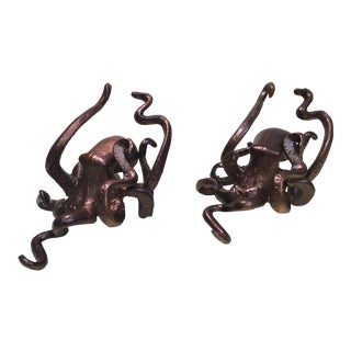 Contemporary Copper Octopus Bookends - a Pair For Sale