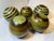 Set of 5 decorative balls, African, green & brown swirls, Monkey Balls, 3-1/2" diameter and perfect ornaments for any...