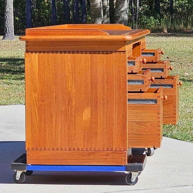 1980s 6-Ft, Finn N. Hansen, Danish Modern Teak Executive Desk (C. 1985), Mid-Century Modern For Sale - Image 5 of 11