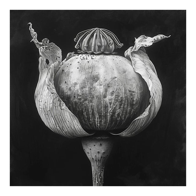 Poppy Pod Head No. 5 - Black and White Botanical Floral Photograph Print | Karl Blossfeldt | Unframed For Sale