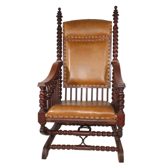 Late 19th Century Victorian Stick and Ball Twist Frame Platform Rocking Chair For Sale - Image 5 of 12