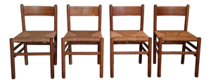 Mid-Century Chairs with Rush Seats, 1950s/1960s, Set of 4