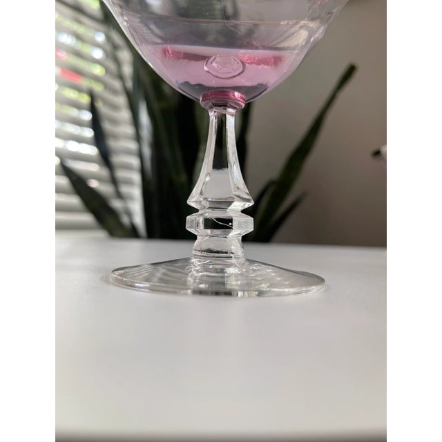 Tiffin Franciscan Pink Wisteria Stemware Glasses With Silver Rims - 11 Pieces For Sale - Image 12 of 13