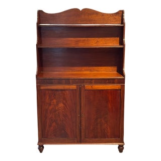 19th Century English Mahogany Waterfall Bookcase For Sale