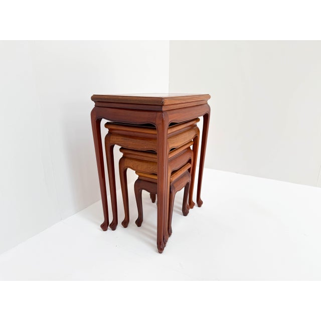 Vintage Chinese Hardwood Nesting Tables, 1950s, Set of 4 For Sale - Image 4 of 14