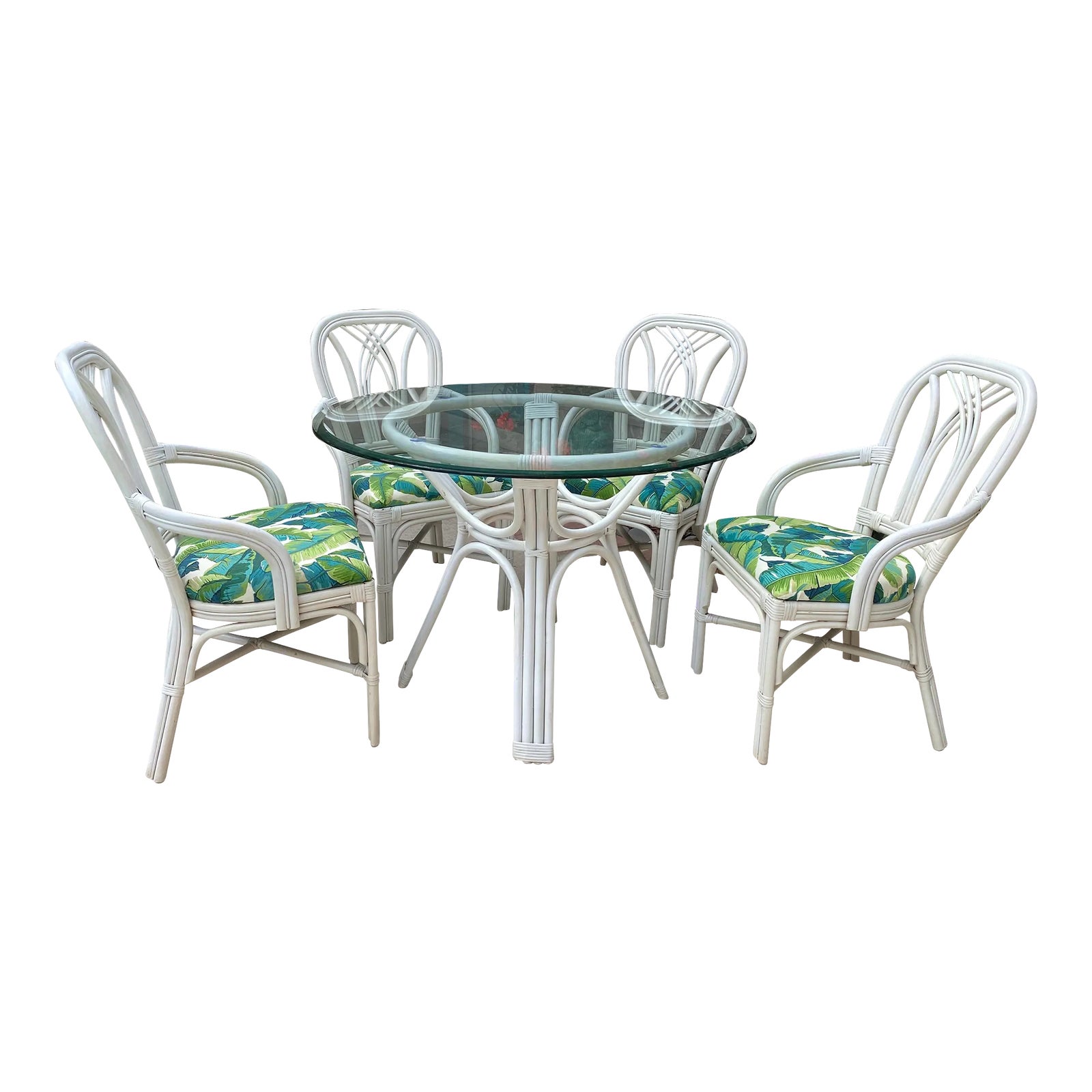 Vintage Rattan Patio Dining Set 5 Pieces Chairish