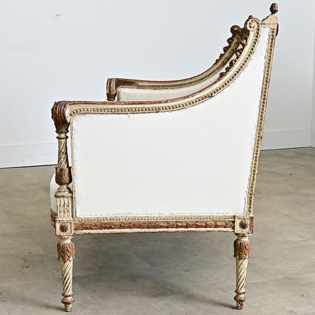 French 19th Century Louis XVI Style Parcel Gilt Canapé For Sale - Image 10 of 13