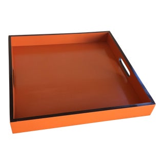 Orange Lacquer Hermès Inspired Tray For Sale