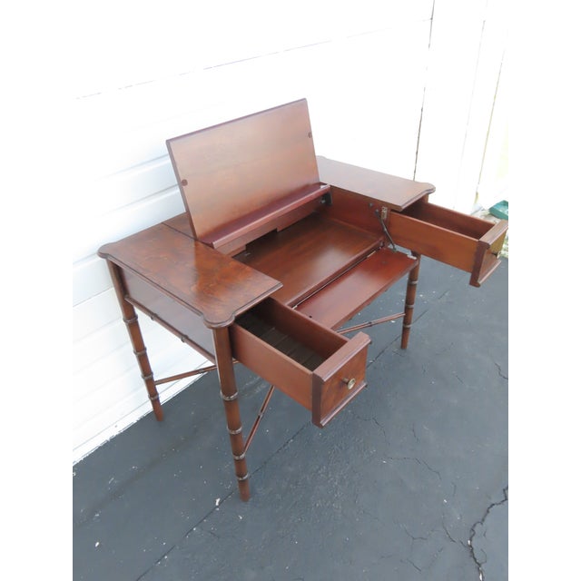 Hollywood Regency Henry Link Bali Hai Style Faux Bamboo Computer Desk 6438a For Sale - Image 4 of 16