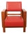 Armchair in Wood Frame & Red Artificial Leather, Cape Town For Sale