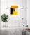 "YellowTuxedo" is a dynamic composition of jet black, bright yellow, golden yellow, and off-white with center circles in...