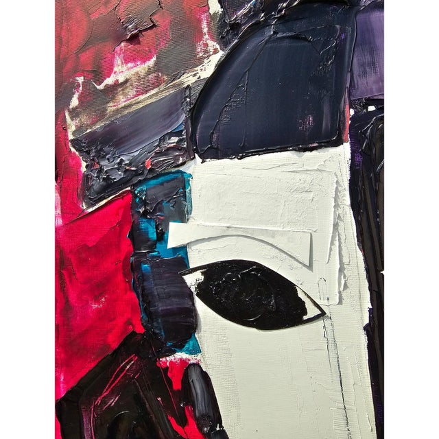 Paper Abstract Figurative Original Oil Painting 'Portrait of a Woman' | Unframed For Sale - Image 7 of 12