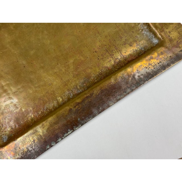 Vintage Rectangular Hammered Brass Tray For Sale - Image 10 of 10