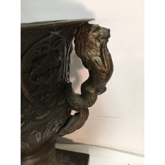 Vintage Bronze Garden Urn For Sale - Image 9 of 12