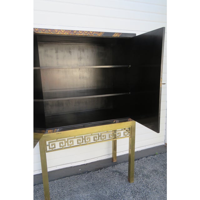 Black Maitland Smith Hand Painted Chinoiserie Cabinet Cupboard on Brass Stand 5442 For Sale - Image 8 of 18