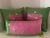Green Set of 3 Pink & Green Silk Polka Dot Pillows For Sale - Image 8 of 10