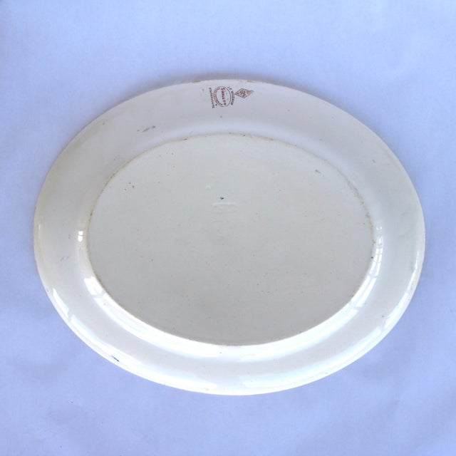 1881 Antique j.f. Wileman Staffordshire "Swallow" Polychrome Transferware Oval Platter - 16.25" For Sale In Cincinnati - Image 6 of 11