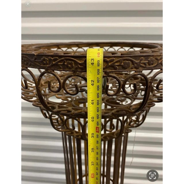 Mid-Century Modern Vintage Mid Century Decorative Scrollwork Metal Plant Stand For Sale - Image 3 of 5