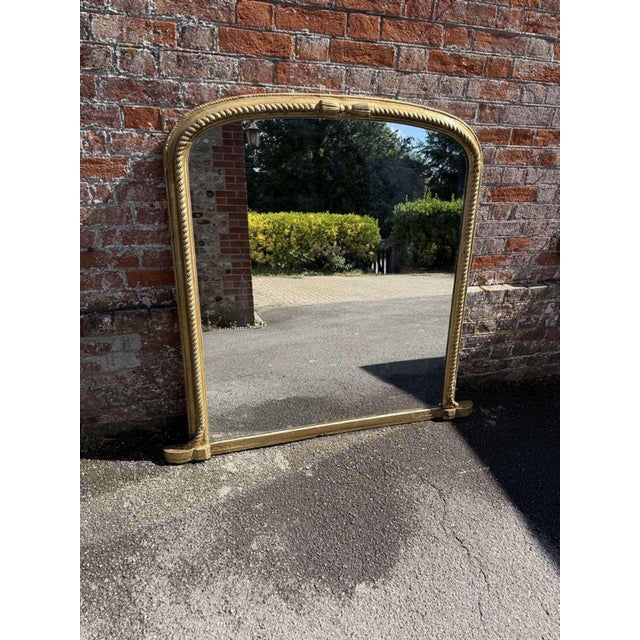 Large Antique Carved Wood and Gilt Arched Mirror For Sale - Image 5 of 6