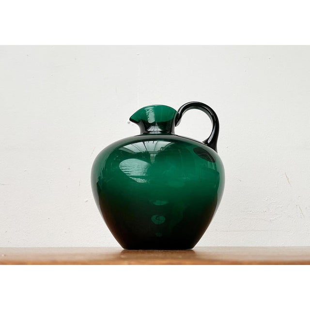 Art Deco German Green Glass Jug by Prof. Bruno Mauder for Zwiesel Theresienthal, 1930s For Sale - Image 13 of 15