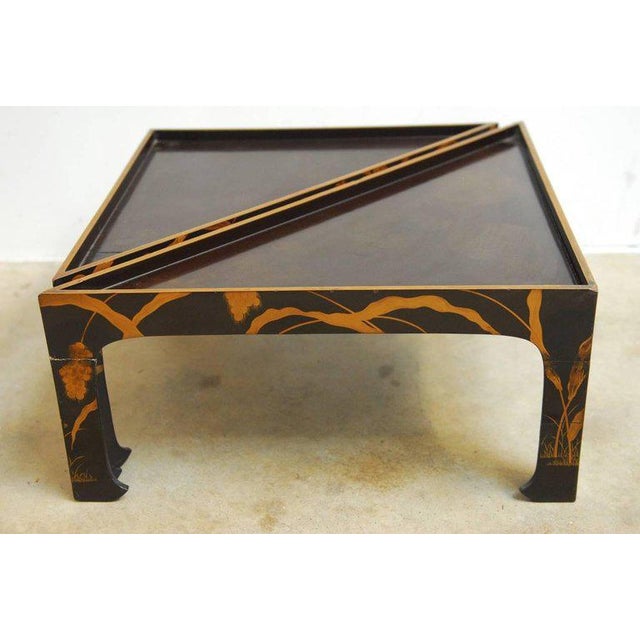 Nest of Four Chinoiserie Lacquered Stacking Tray Tables Chairish