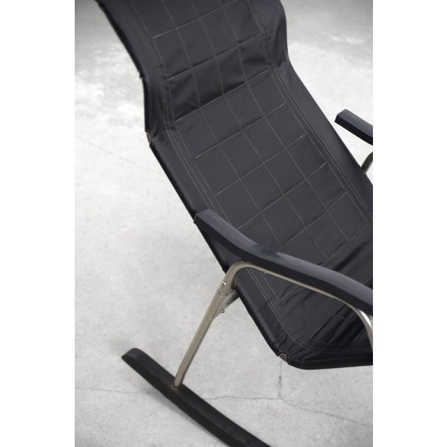 Postmodern Black Leather Rocking Chair by Takeshi Nii, 1950s For Sale - Image 14 of 18