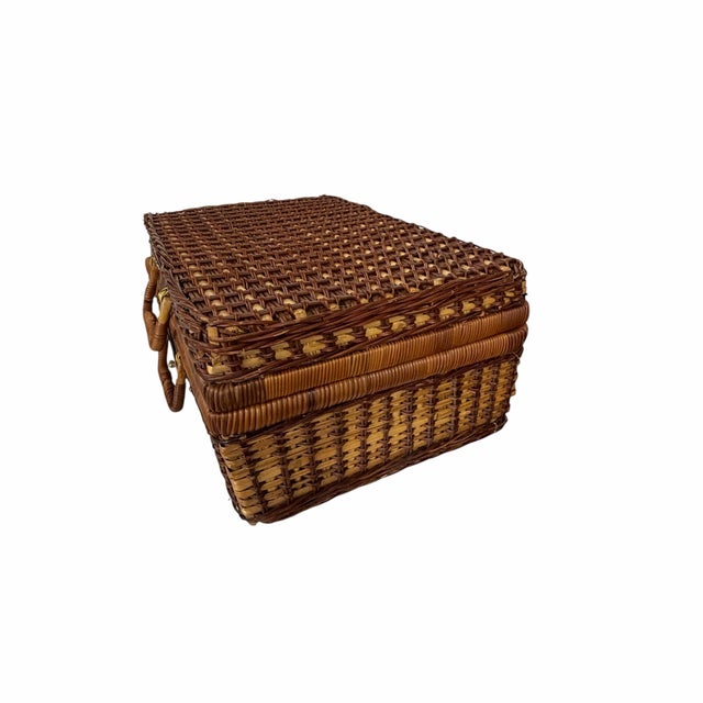Vintage Suitcase Style Picnic, Storage Basket For Sale - Image 4 of 8