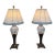 Late 20th Century Cut Glass + Silver Art Deco Table Lamps, Pair For Sale