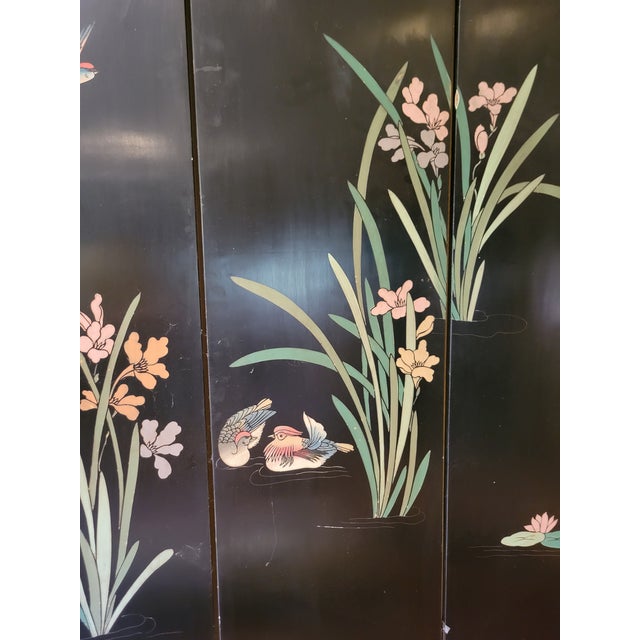 8‑panel Asian Lacquer Folding Screen For Sale - Image 11 of 12