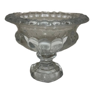 Vintage-Style Clear Glass Compote Pedestal Bowl For Sale
