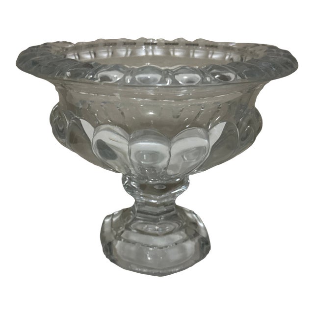 Vintage-Style Clear Glass Compote Pedestal Bowl For Sale