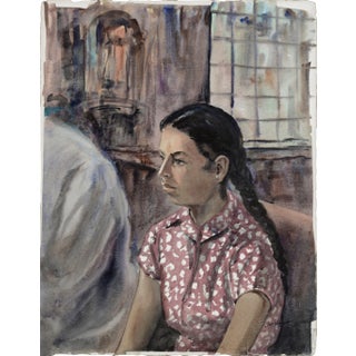 Joseph Yeager "Estudiante" Portrait of a Mexican Girl circa 1940s-1950s For Sale