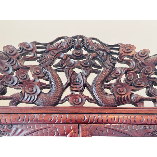 Chinoiserie 1900-1909 Gorgeous Chinese Chinoiserie Carved Vitrine Display Cabinet For Sale - Image 3 of 15