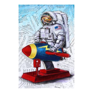 A Nearly Forgotten Song - Abstract Colorful Figurative Mixed Media Art on Wood Original Artwork by Robert Lebsack For Sale