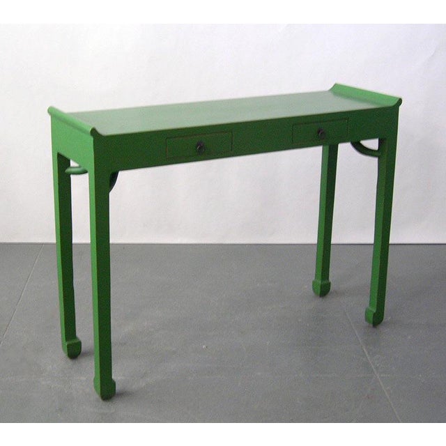 1980s Chinese Ming-Style Green Lacquered Side/Console ...