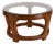 Vintage Thomasville Sculptural Round Walnut Coffee Table With Glass Top For Sale
