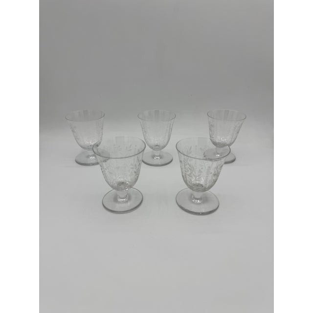 White Wine Glasses with Argentina Pattern from Baccarat, 1940, Set of 5 For Sale - Image 16 of 18