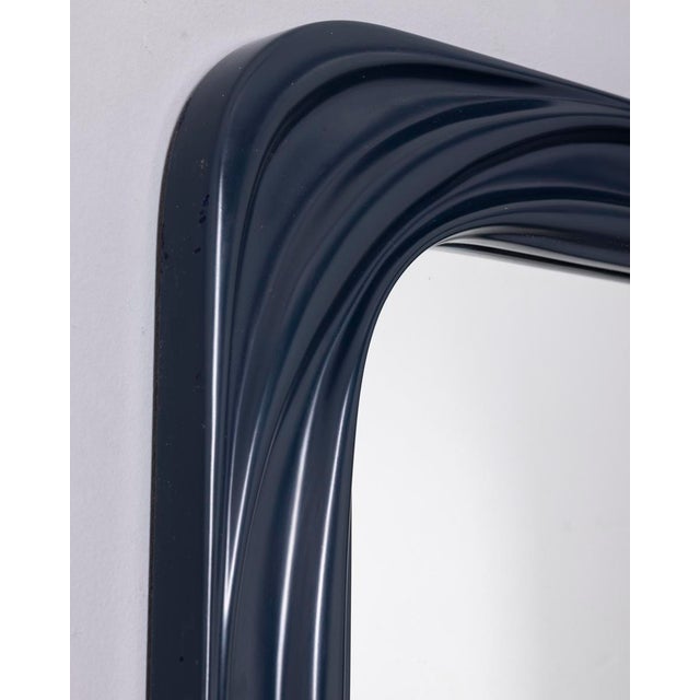 Vintage Square Wall Mirror in Blue Plastic, Italy, 1970s For Sale - Image 4 of 8