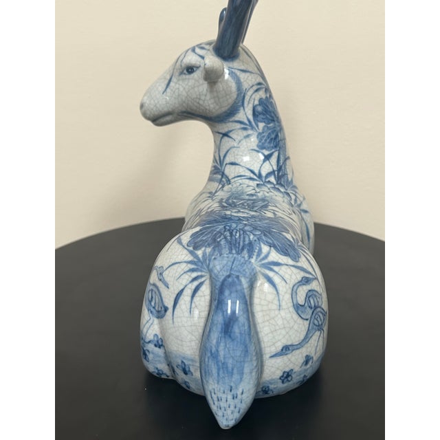 Late 20th Century Thai Blue and White Ceramic Deer For Sale - Image 11 of 18
