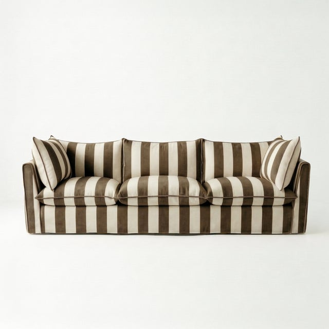 Not Yet Made - Made To Order Sophie Conran Coco 4 Seater Sofa - Chocolate Stripes with Knife Edge Cushion For Sale - Image 5 of 5