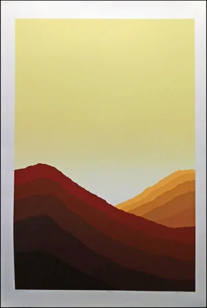 1980s Jim Boutwell "Sandscape I" Art Serigraph Hand Signed Artwork Mountain