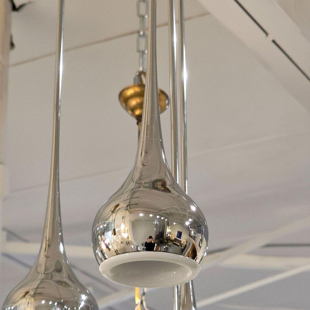 Silver 1970s Esperia Mid-Century Modern Chrome Chandelier For Sale - Image 8 of 10