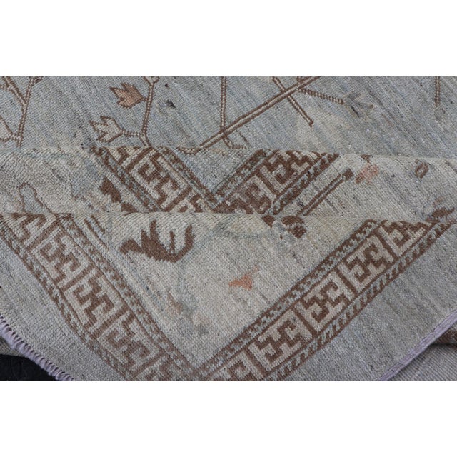 Modern Large All-Over Design Khotan Rug in Grey Blue, Light Brown, Ivory & Taupe For Sale - Image 3 of 15