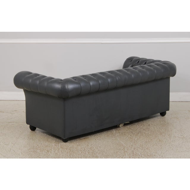 Blue Leather Chesterfield English Style Loveseat For Sale In Philadelphia - Image 6 of 18